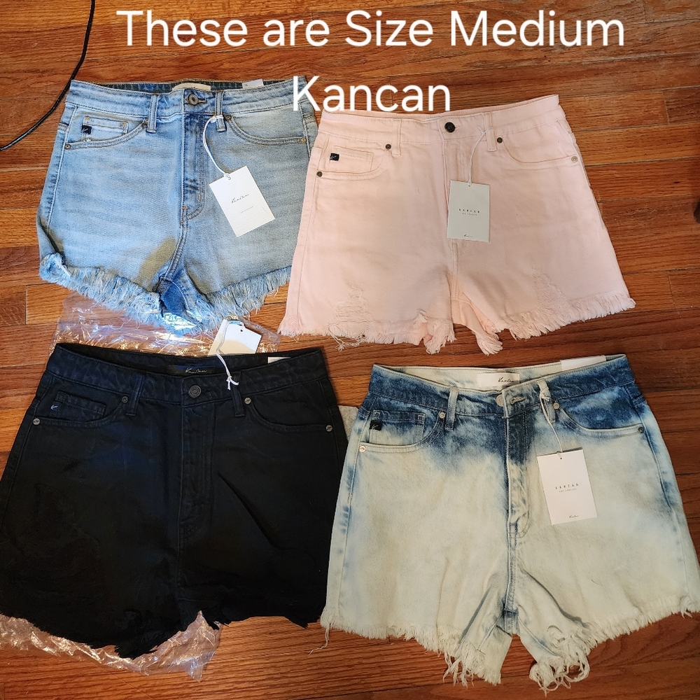 KanCan Women's Denim Shorts - Black, Light Blue, Pink